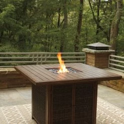 Ashley Paradise Trail Square Bar Table With Fire Pit