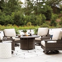 Ashley Paradise Trail Firepit And 4 Swivel Chairs