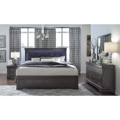 Global Pompei Metallic Grey Nightstand Nightstands