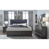 Global King Beds Pompei Metallic Grey King Bed And Dresser With Mirror, Nightstand