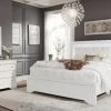 Global Pompei Metallic White King Upholstered Bed W/ LED