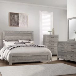 Home Elegance Corbin Queen Bed, Dresser With Mirror, Nightstand Queen Beds