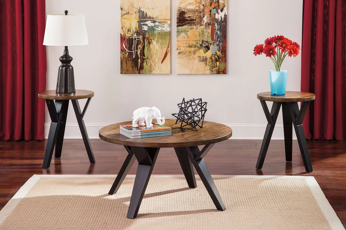 Ashley Ingel Two-tone Brown Occasional Table Set (set Of 3) Living Room 1 Ashley Ingel Two-tone Brown Occasional Table Set (set Of 3) Living Room