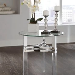 Ashley Living Room Braddoni-Chrome Rouns End Table