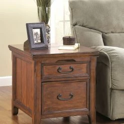 Ashley Living Room Woodboro Dark Brown Finish Media End Table