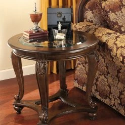 Ashley Living Room Norcastle Dark Brown Round End Table