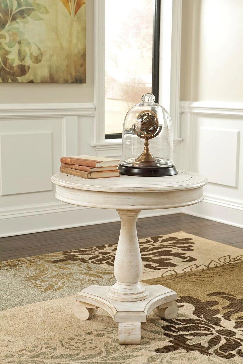 Ashley Mirimyn Chipped White Round Accent Table End Tables 1 Ashley Mirimyn Chipped White Round Accent Table End Tables