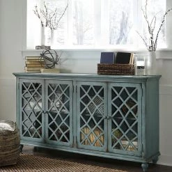 Ashley Mirimyn Antique Teal Door Accent Cabinet