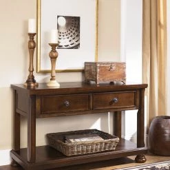 Ashley Porter Rustic Brown Console Sofa Table Living Room