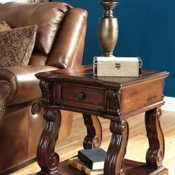 Ashley Alymere Rustic Brown Square End Table Living Room