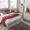 Ashley Effie Whitewash Queen Storage Bed With Dresser & Mirror