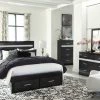 Ashley Bedroom Starberry Black Queen Storage Bed W/ Dresser & Mirror
