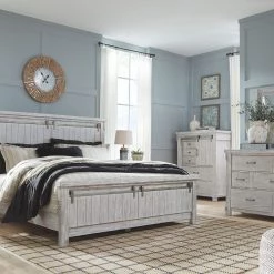 Ashley Bedroom Brashland Linen King Bed W/ Dresser & Mirror