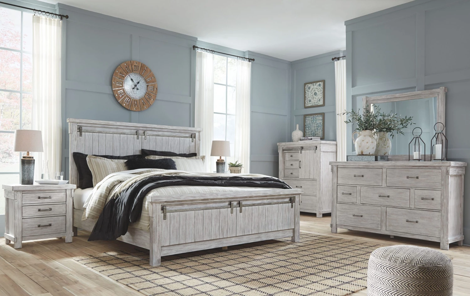 Ashley Brashland Linen Queen Bed W/ Dresser & Mirror Bedroom 1 Ashley Brashland Linen Queen Bed W/ Dresser & Mirror Bedroom