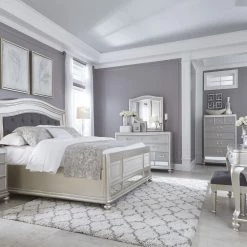 Ashley Bedroom Coralayne Queen Arched Panel Bed With Dresser Mirror & Nightstand