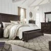 Ashley Brynhurst Dark Brown King Panel Storage Bed W/ Dresser & Mirror Bedroom