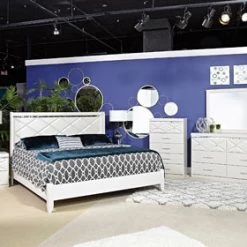 Ashley Dreamur - Champagne King Bed W/ Dresser, Mirror & Nightstand Bedroom