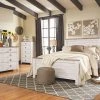 Ashley Willowton Whitewash Queen Bed With Dresser & Mirror Queen Beds
