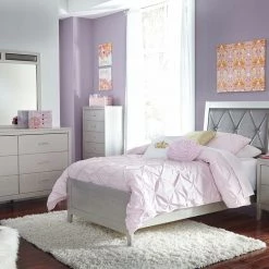 Ashley Olivet Twin Bed With Dresser Mirror & Night Stand Bedroom