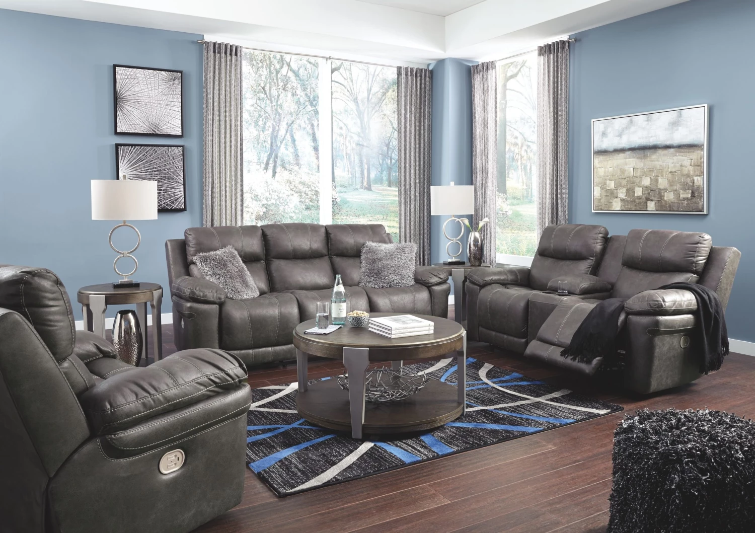 Ashley ErlangenMidnight Power SofaPower Loveseat & Power Chair 1 Ashley ErlangenMidnight Power SofaPower Loveseat & Power Chair