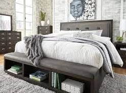 Ashley Bedroom Hyndell Dark Brown Queen Bed With Dresser Mirror & Nightstand