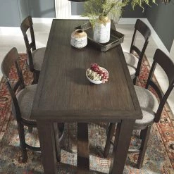 Ashley Drewing Brown Pub Table & 4 Barstools Dining Room