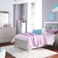 Ashley Bedroom Olivet Twin Bed W/ Dresser Mirror & Night Stand