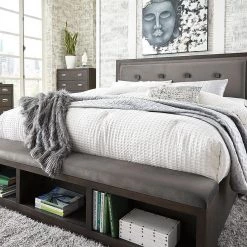 Ashley Hyndell Dark Brown King Bed With Dresser Mirror & Nightstand Bedroom