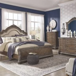 Ashley Charmond Brown Dresser, Mirror & King Sleigh Bed Bedroom