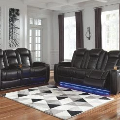 Ashley Living Room Party Time Midnight Power Sofa & Power Loveseat