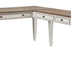 Ashley Realyn White/Brown Home Office L Shaped Desk
