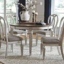 Ashley Realyn Chipped White Table & 4 Ribbon Back Side Chairs