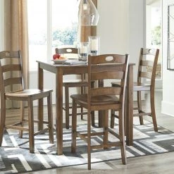 Ashley Dining Room Hazelteen - Medium Brown - Square Counter TBL Set (5/CN)