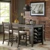 Ashley Rokane Rokane Light Brown 5 Pc. RECT Counter Table With Storage & 4 Upholstered Barstools
