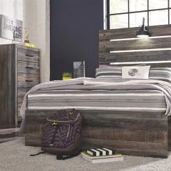 Ashley Bedroom Drystan Multi Full Bed With Storage Footboard W/ Dresser & Mirror