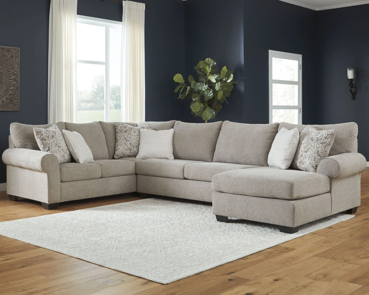 Ashley Baranello 3-Piece Sectional - Stone Sectionals 1 Ashley Baranello 3-Piece Sectional - Stone Sectionals