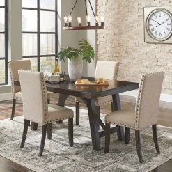 Ashley Rokane RECT DRM EXT Table & 4 Upholstered Side Chairs Dining Room