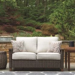 Ashley Outdoor Paradise Trail Medium Brown Loveseat W/Cushion