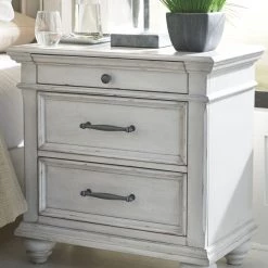 Ashley Kanwyn - Whitewash - Three Drawer Night Stand Bedroom