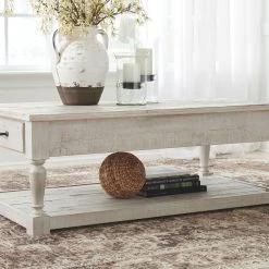 Ashley Tables Shawnalore White Wash Cocktail Table & 2 End Table