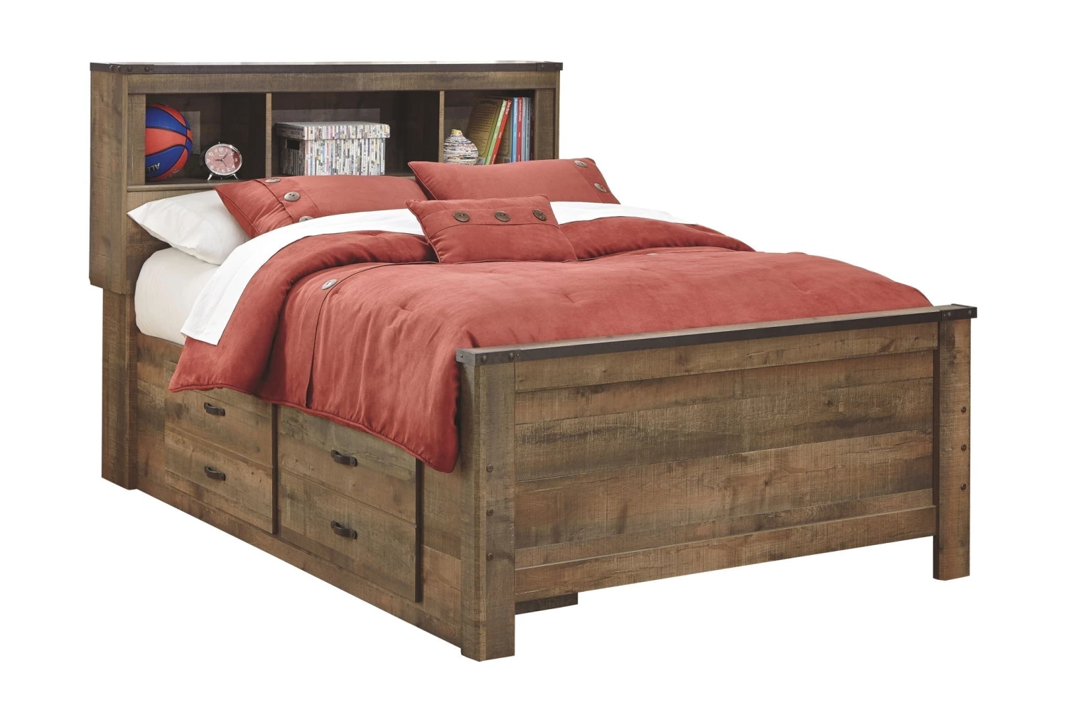 Ashley Trinell Full Bookcase Storage Bed - Brown Beds 1 Ashley Trinell Full Bookcase Storage Bed - Brown Beds