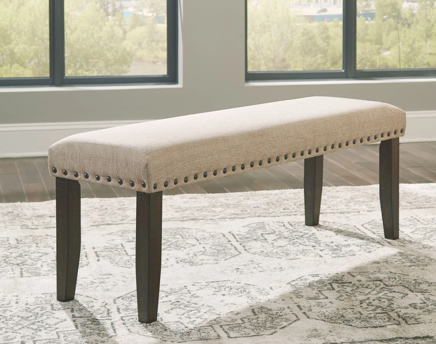 Ashley Rokane - Light Brown - Large Upholstered Dining Room Bench 1 Ashley Rokane - Light Brown - Large Upholstered Dining Room Bench
