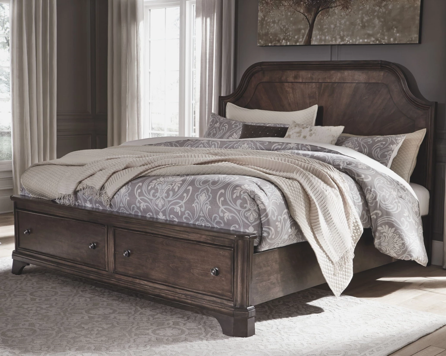 Ashley Adinton King Storage Bed - Reddish - Brown 1 Ashley Adinton King Storage Bed - Reddish - Brown