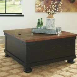 Ashley Valebeck - Black/Brown - Square Lift Top Cocktail Table Living Room