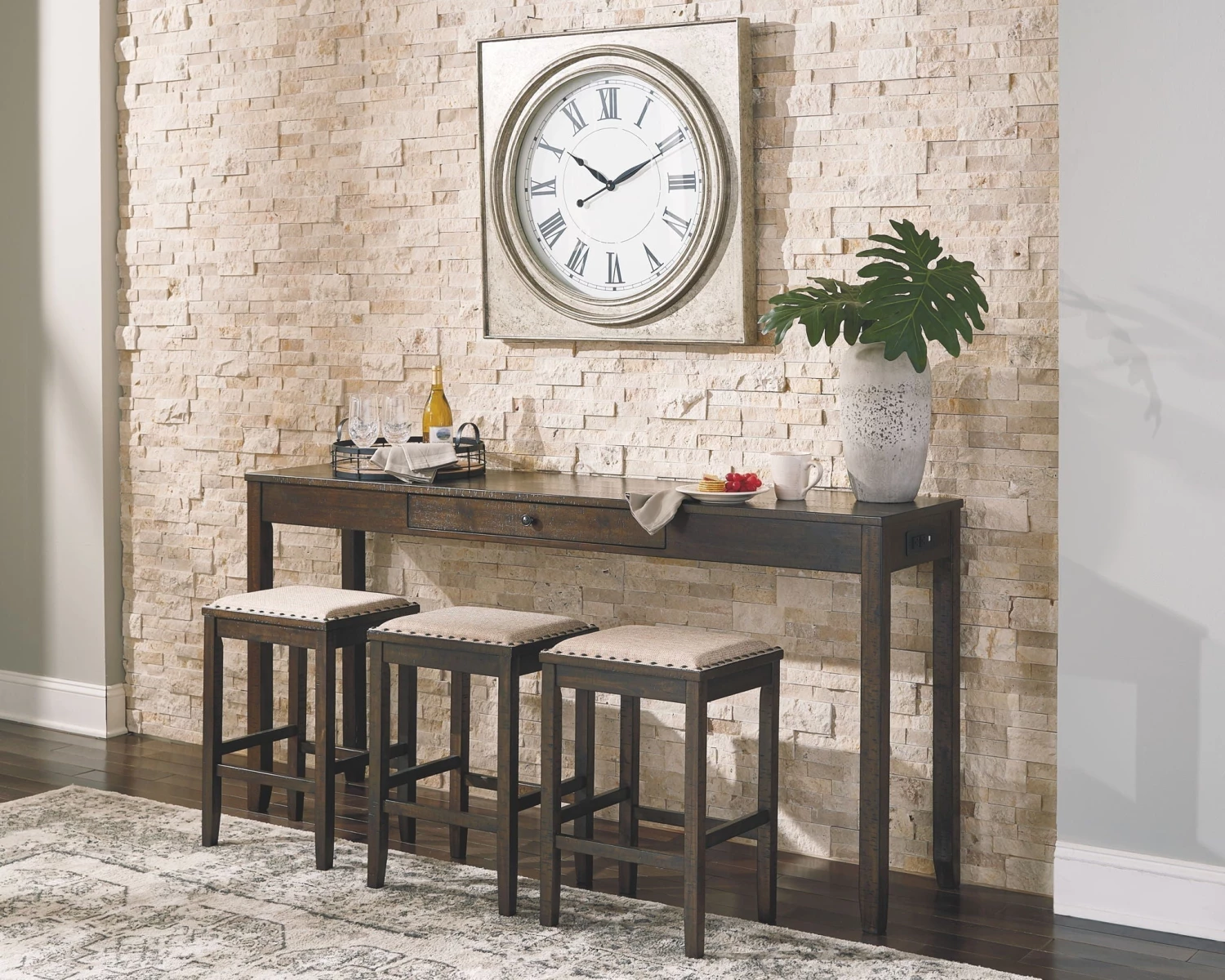Ashley Dining Room Rokane - Brown - RECT DRM Counter TBL Set 1 Ashley Dining Room Rokane - Brown - RECT DRM Counter TBL Set