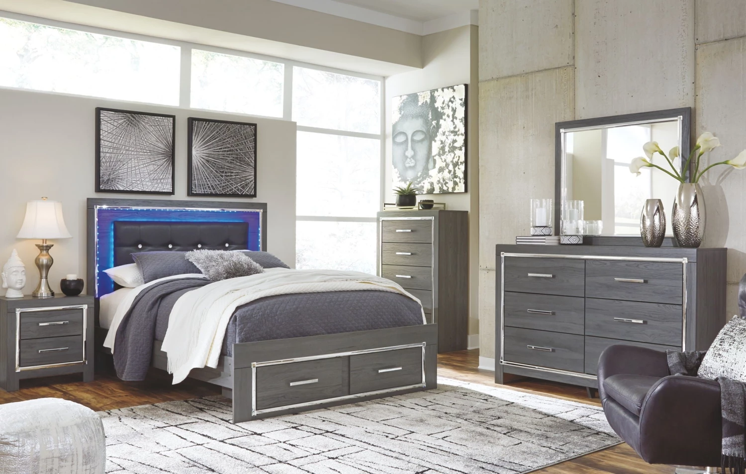 Ashley Lodanna Queen Storage Bed W/Dresser And Mirror 1 Ashley Lodanna Queen Storage Bed W/Dresser And Mirror