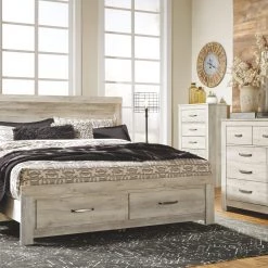 Ashley Bellaby Whitewash King Storage Bed W/ Dresser & Mirror Bedroom