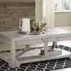 Ashley Fregine White Wash Lift Top Cocktail Table & 2 Rectangular End Table Tables