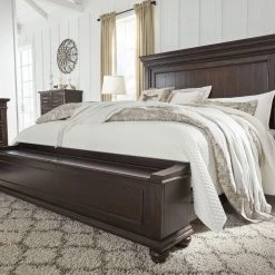 Ashley Brynhurst Queen Panel With Storage - Dark - Brown