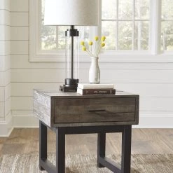 Ashley Mondoro Grayish Brown Lift Top Cocktail Table & 2 Square End Table